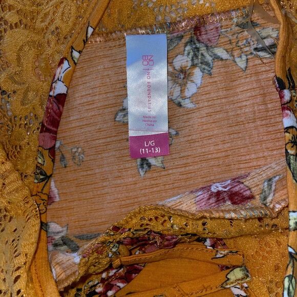 Nobo gold jade top large 11/13 lace floral jade gold scoop neck shirt new - Picture 8 of 11